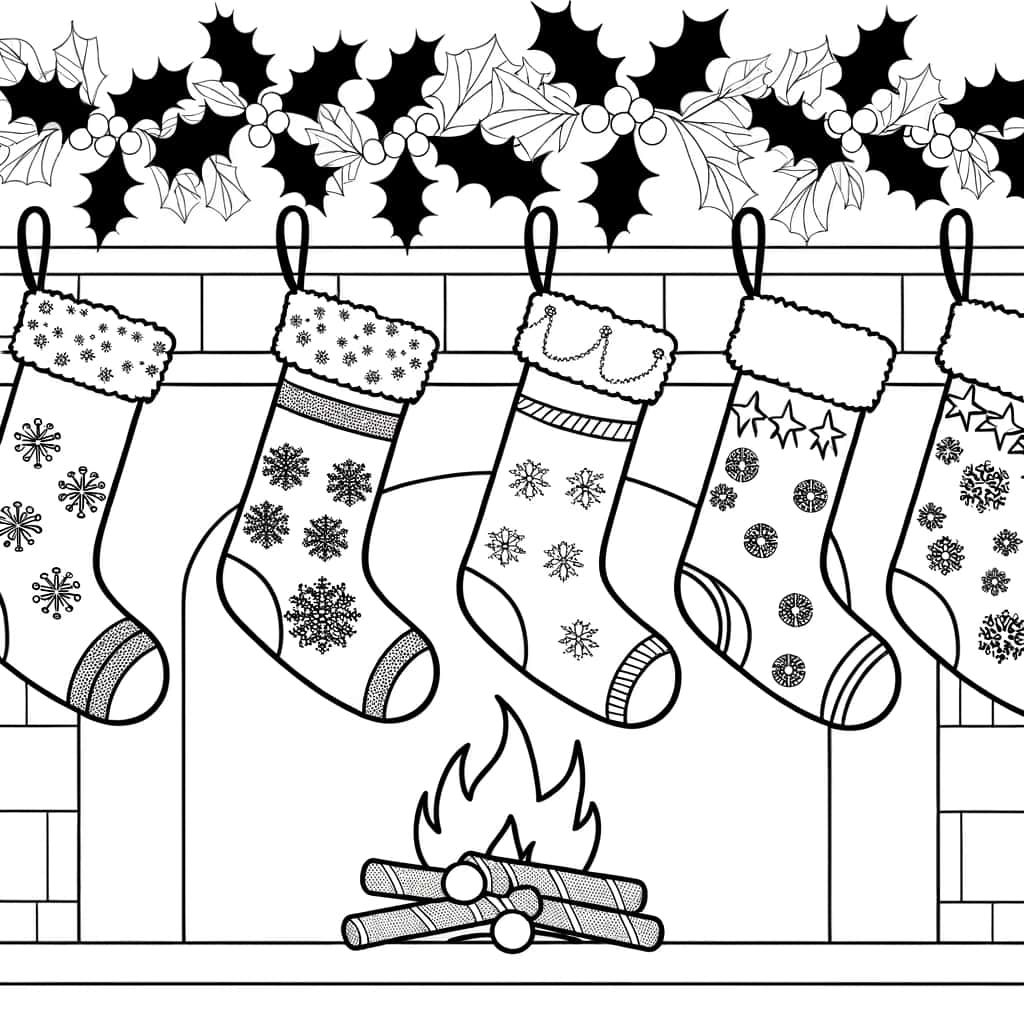Coloriage Chaussettes de Noël à imprimer et colorier