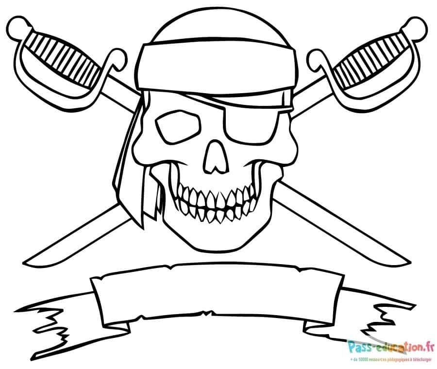 Coloriage Crâne de pirate à imprimer et colorier
