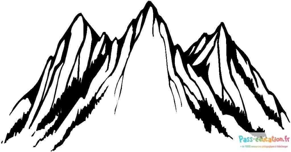 Coloriage Montagnes encre noire à imprimer et colorier