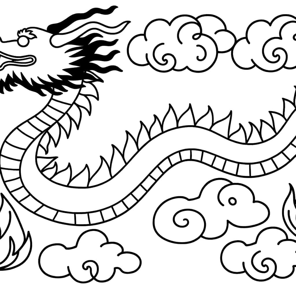 Coloriage Dragon chinois à imprimer et colorier