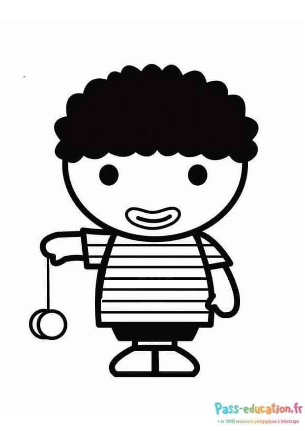 Coloriage Écolier au yo-yo à imprimer et colorier