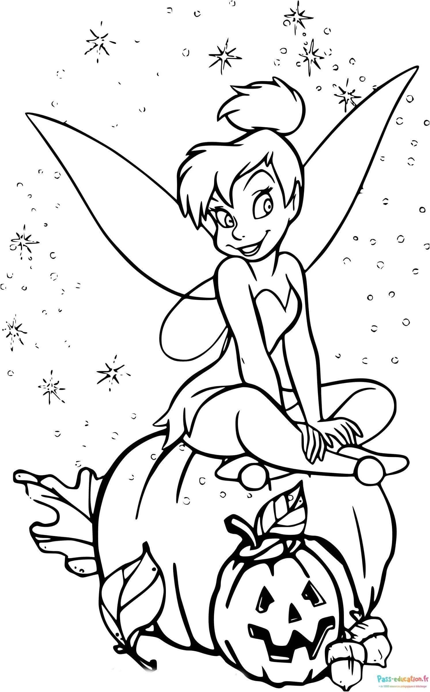 Coloriage Fée Clochette Halloween à imprimer et colorier