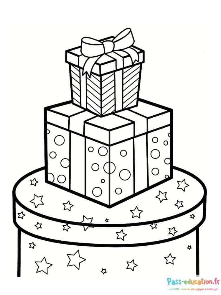 Coloriage Cadeaux empilés à imprimer et colorier
