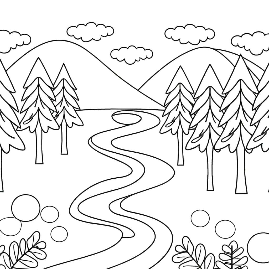Coloriage Chemin en montagne à imprimer et colorier