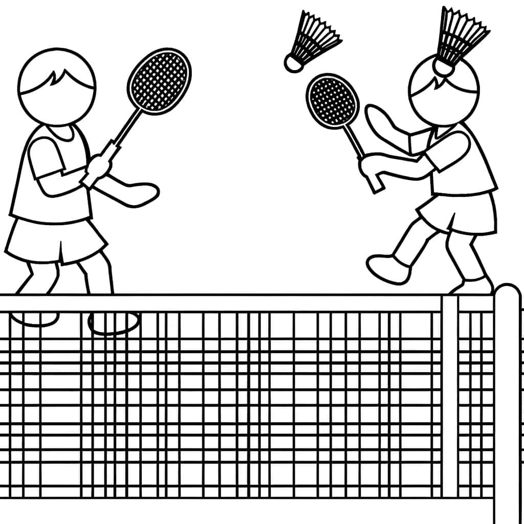 Coloriage Jeu de Badminton à imprimer et colorier