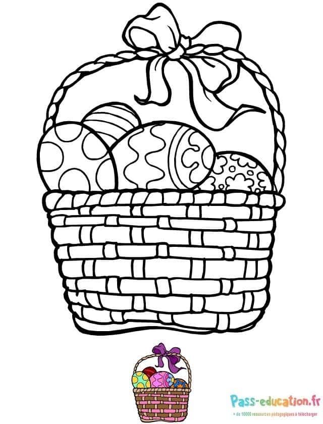 Coloriage Panier Pâques à imprimer et colorier