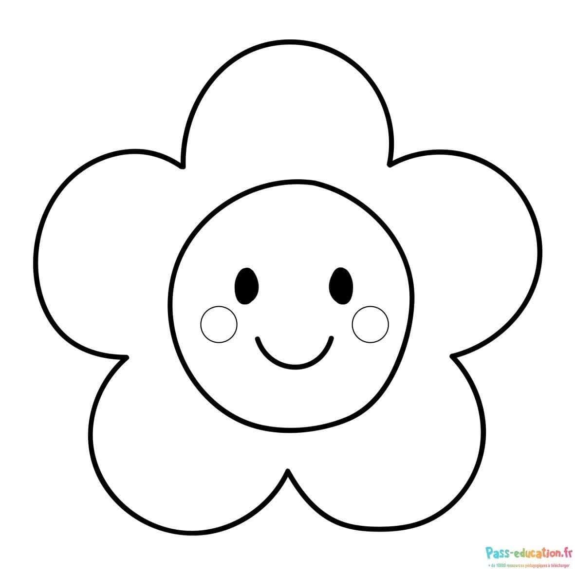 Coloriage Fleur souriante à imprimer et colorier