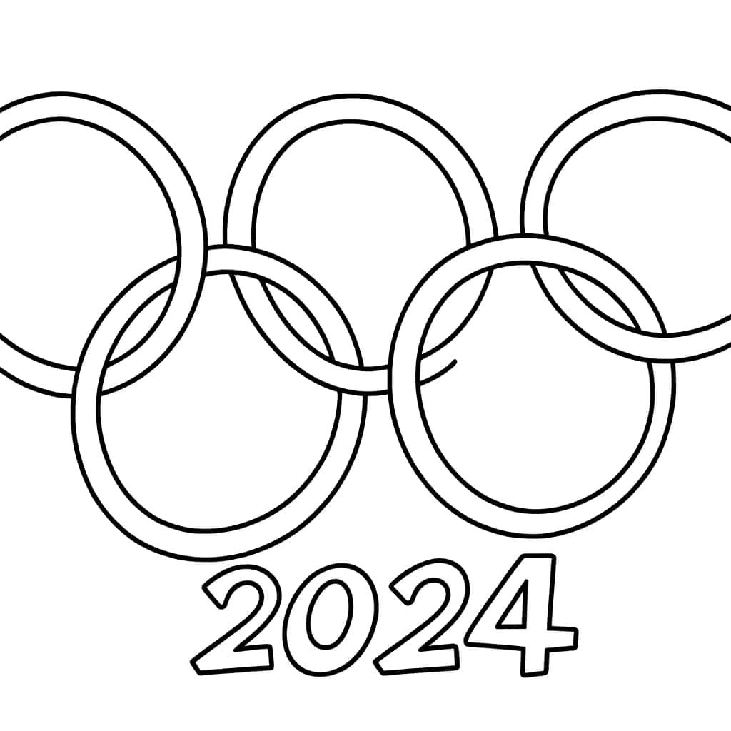 Coloriage Anneaux Olympiques 2024 à imprimer et colorier