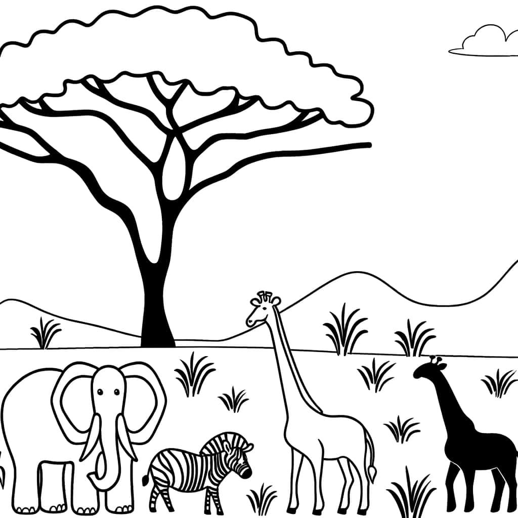Coloriage Safari africain à imprimer et colorier