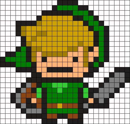 Coloriage Link en pixel art à imprimer et colorier