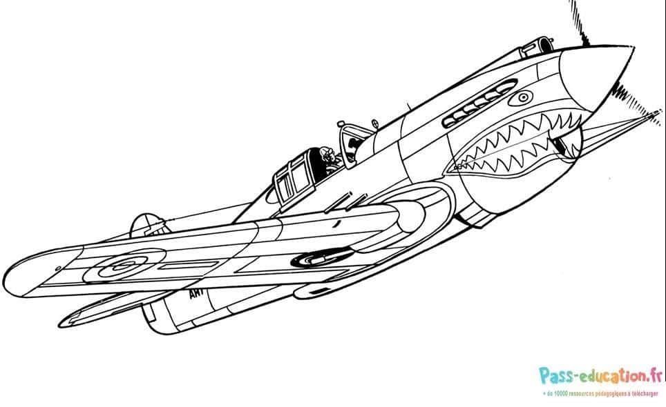 Coloriage Avion de chasse à imprimer et colorier