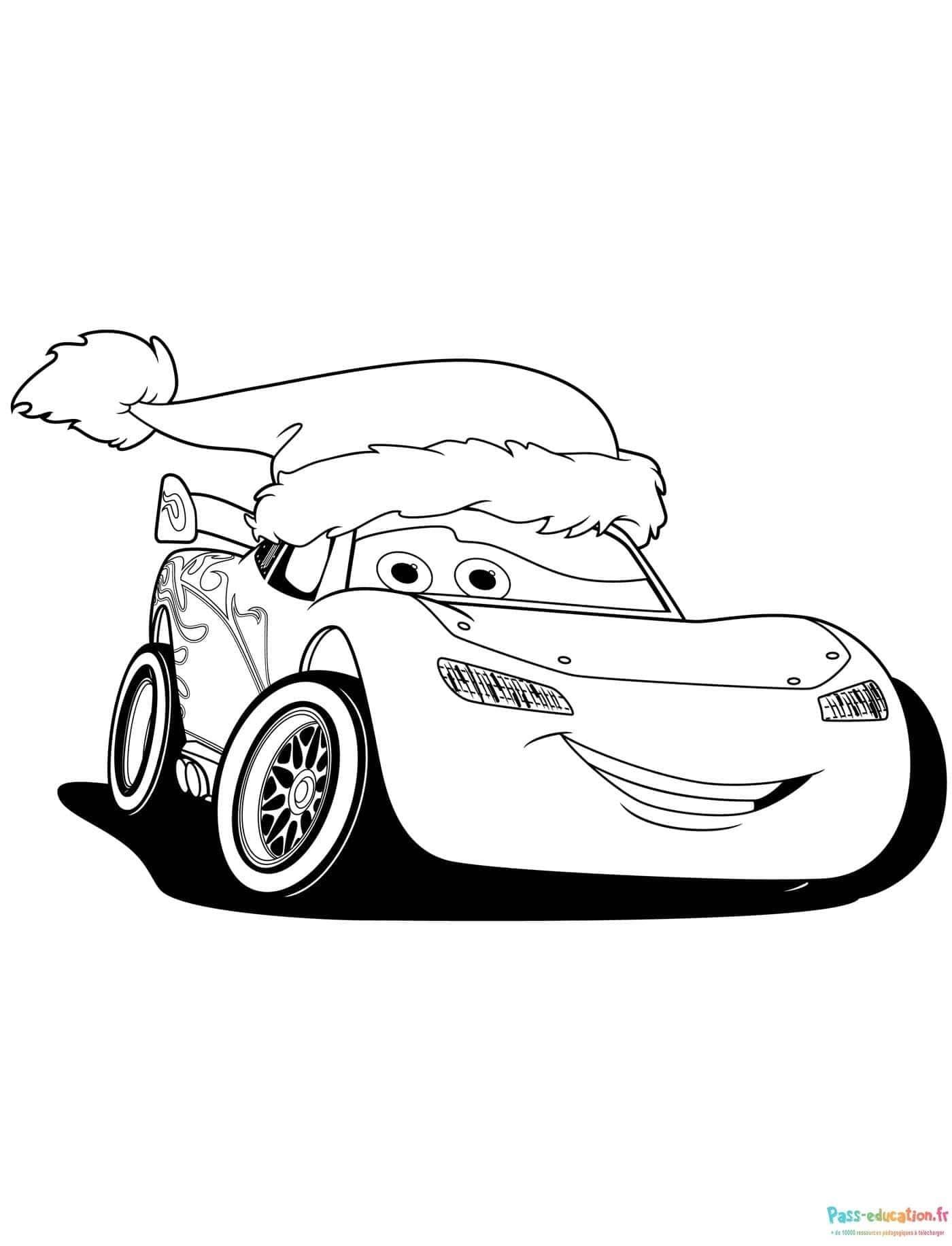 Coloriage Flash McQueen Noël à imprimer et colorier