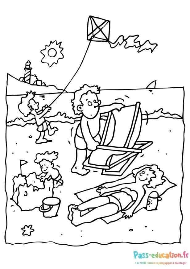 Coloriage Journée à la plage à imprimer et colorier