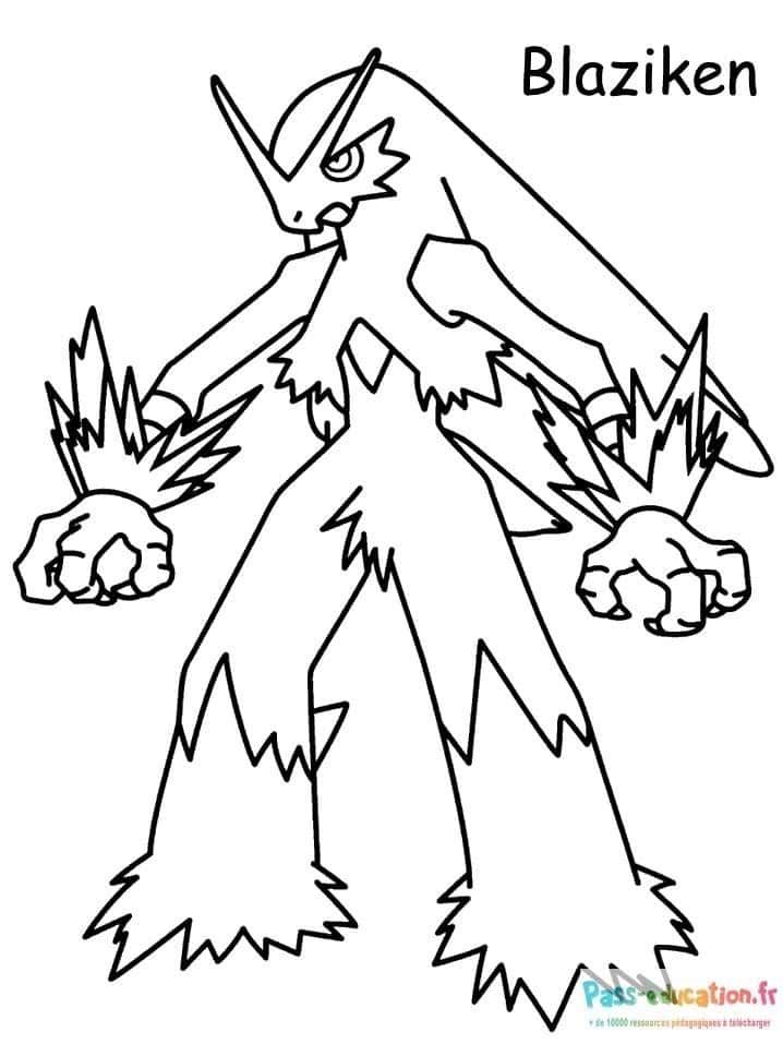 Coloriage Blaziken Pokémon à imprimer et colorier