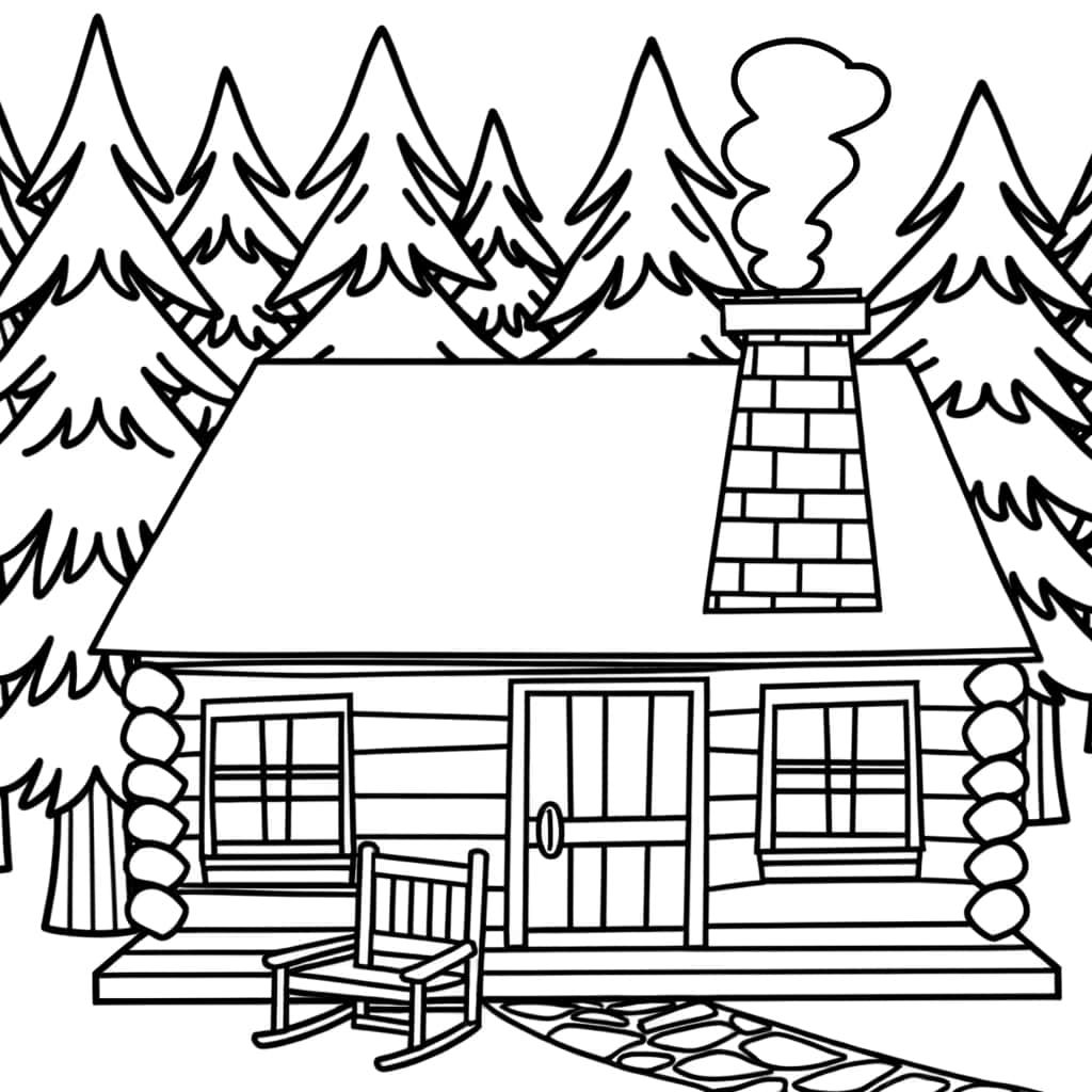 Coloriage Cabane en forêt à imprimer et colorier