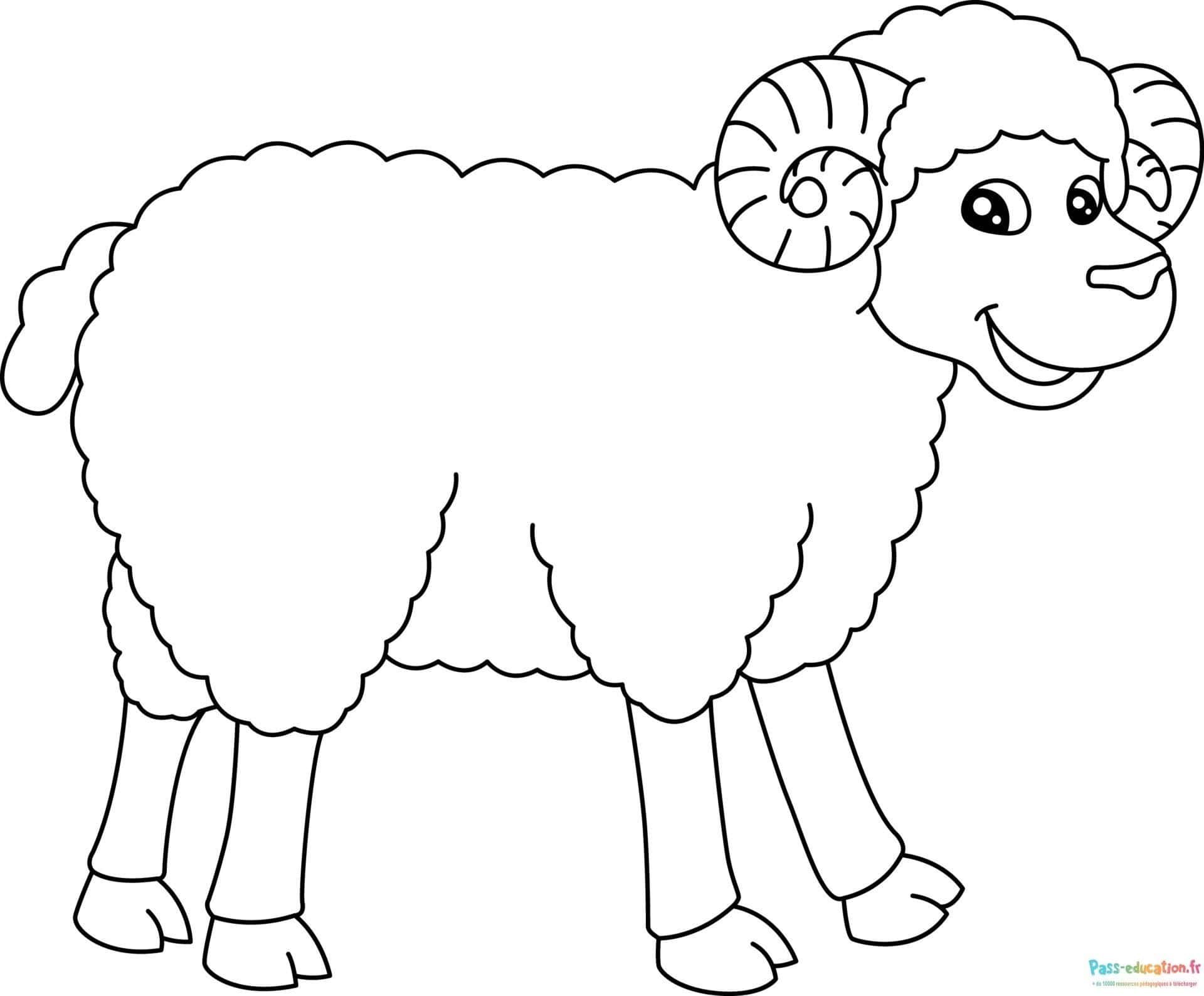 Coloriage Mouton souriant à imprimer et colorier