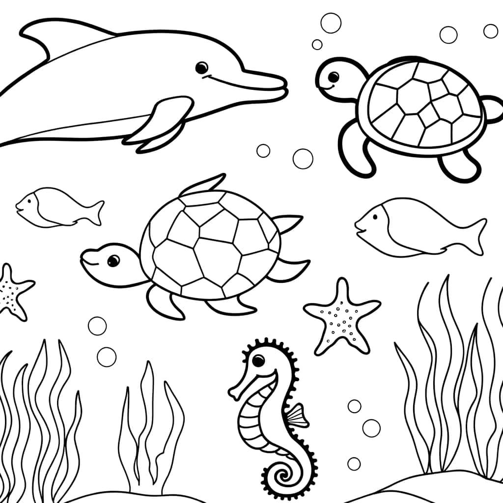 Coloriage Animaux marins à imprimer et colorier