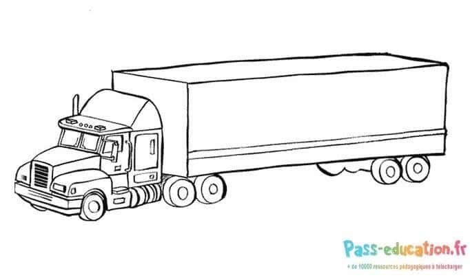 Coloriage Camion remorque à imprimer et colorier