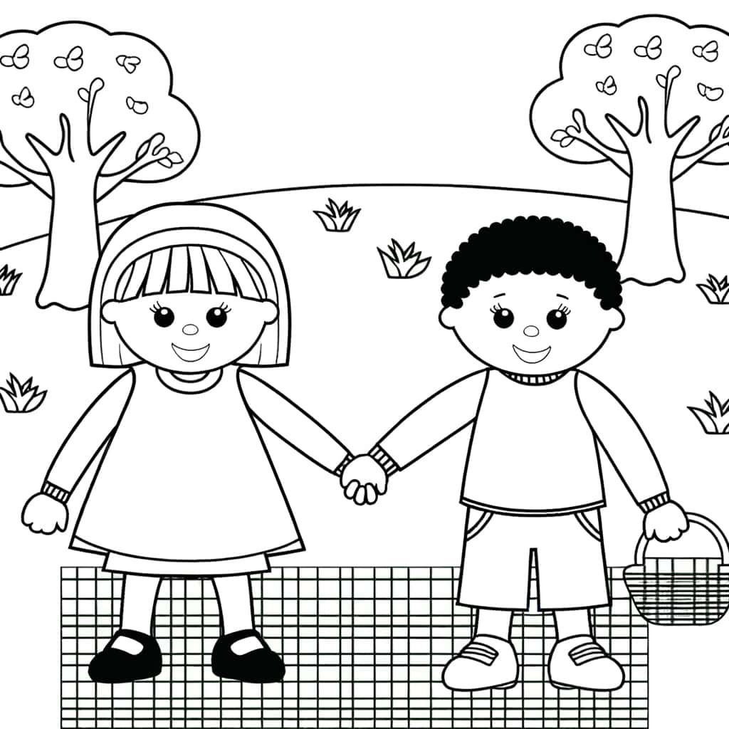 Coloriage Amitié enfants à imprimer et colorier