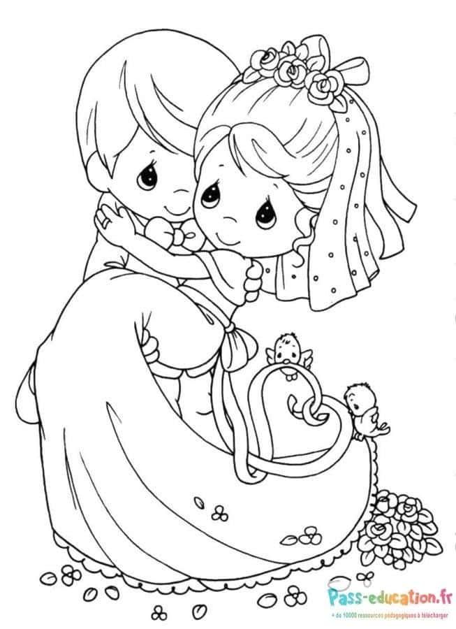 Coloriage Mariage enfantin à imprimer et colorier