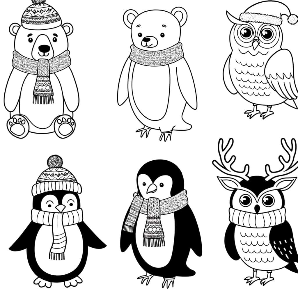 Coloriage Animaux d'hiver à imprimer et colorier