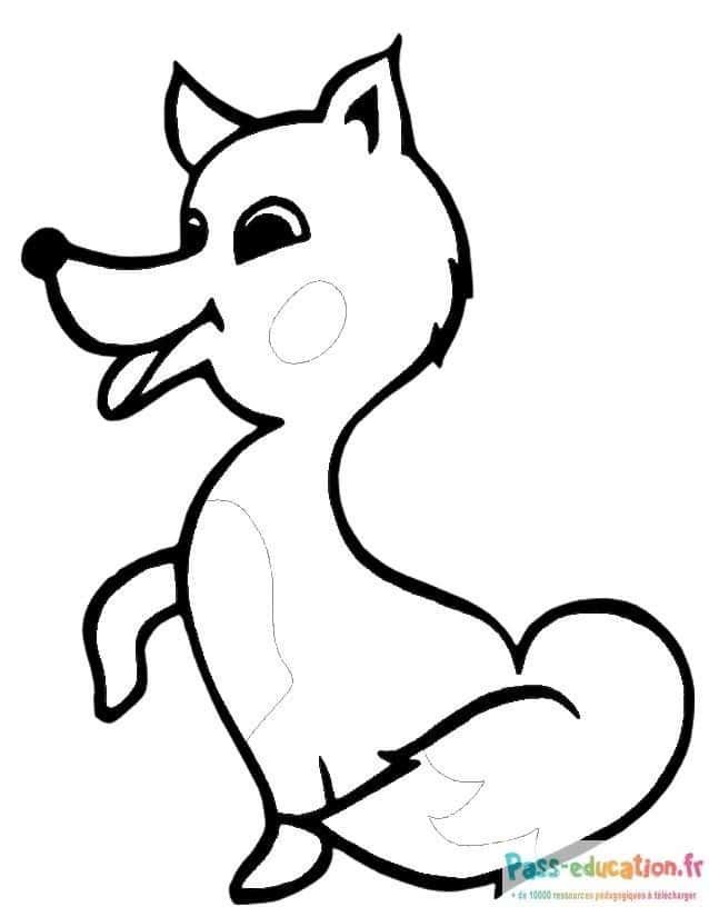 Coloriage Renard assis à imprimer et colorier