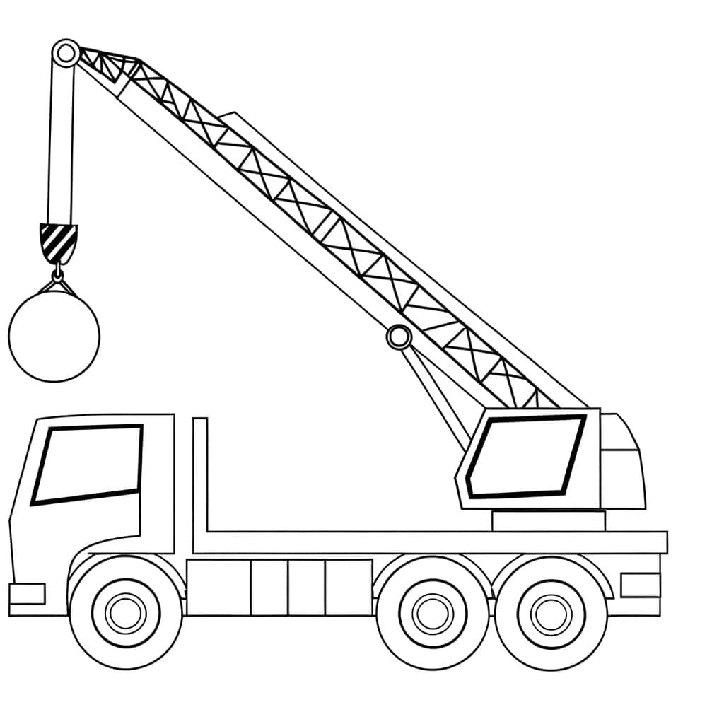 Coloriage Camion grue à imprimer et colorier