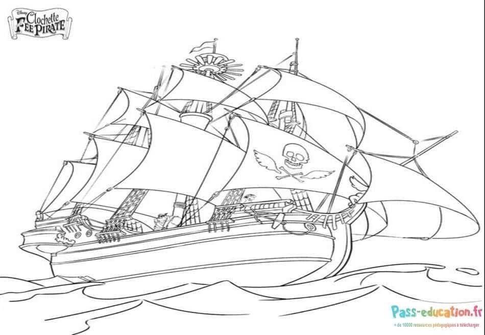 Coloriage Bateau Pirate à imprimer et colorier