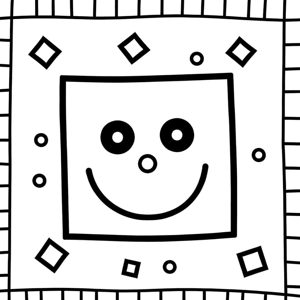 Coloriage Carré souriant à imprimer et colorier