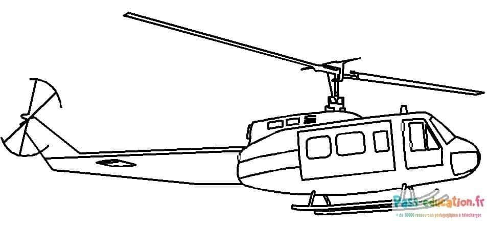 Coloriage Hélicoptère volant à imprimer et colorier