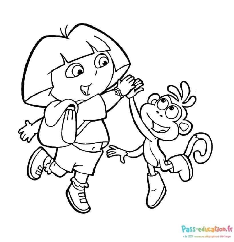Coloriage Dora et Babouche à imprimer et colorier