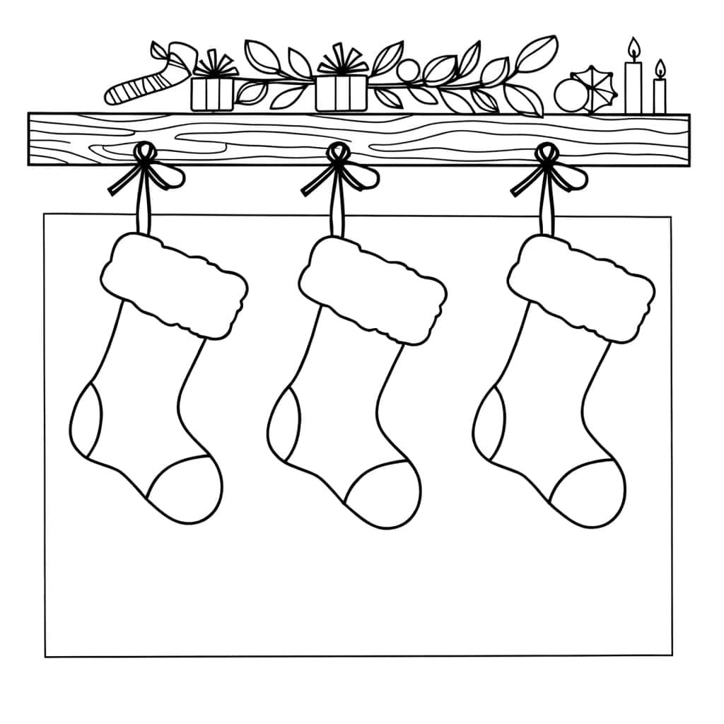 Coloriage Chaussettes de Noël à imprimer et colorier