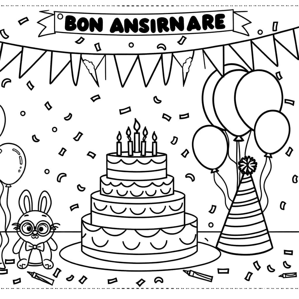 Coloriage Fête d'anniversaire à imprimer et colorier