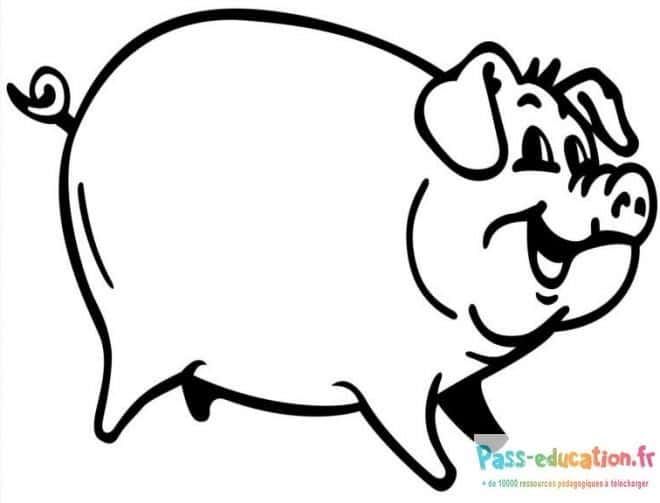 Coloriage Cochon souriant à imprimer et colorier