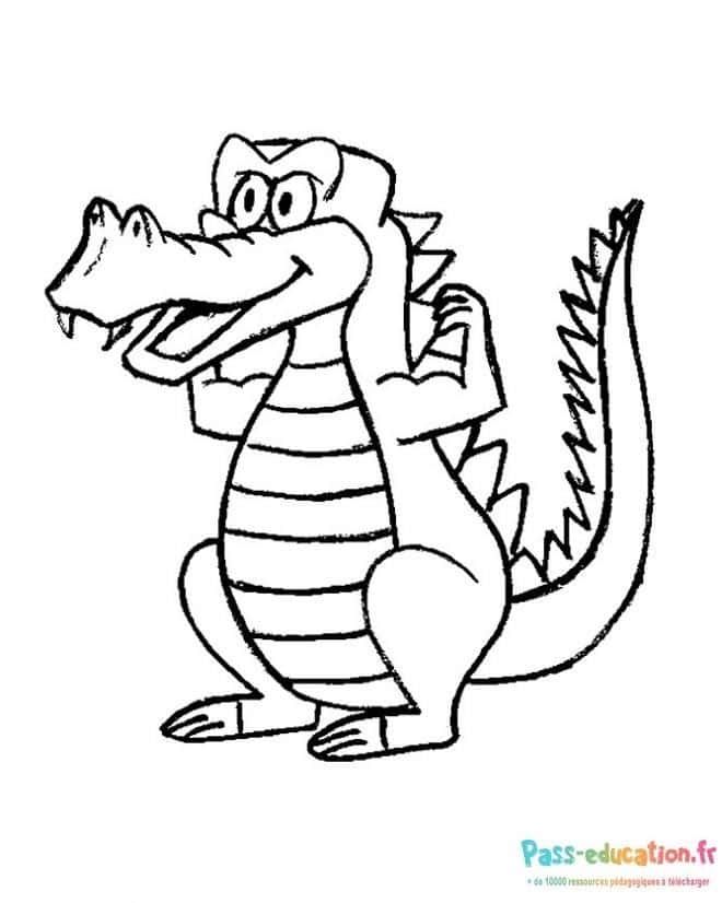 Coloriage Crocodile souriant à imprimer et colorier