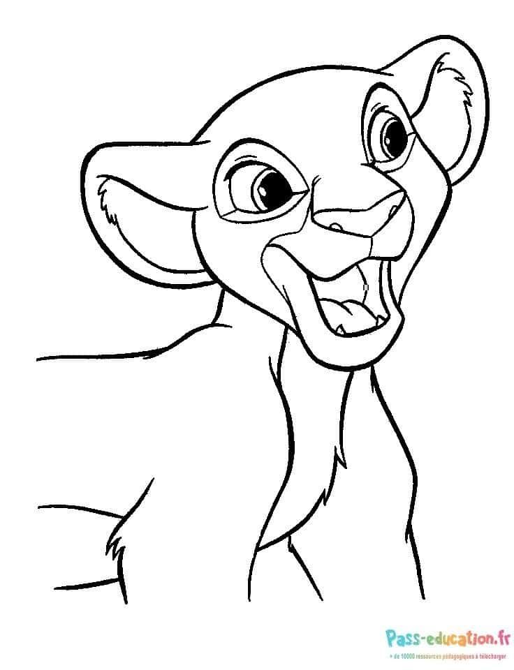 Coloriage Petit lion rieur à imprimer et colorier