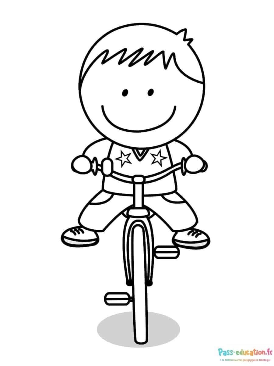 Coloriage Garçon à vélo à imprimer et colorier