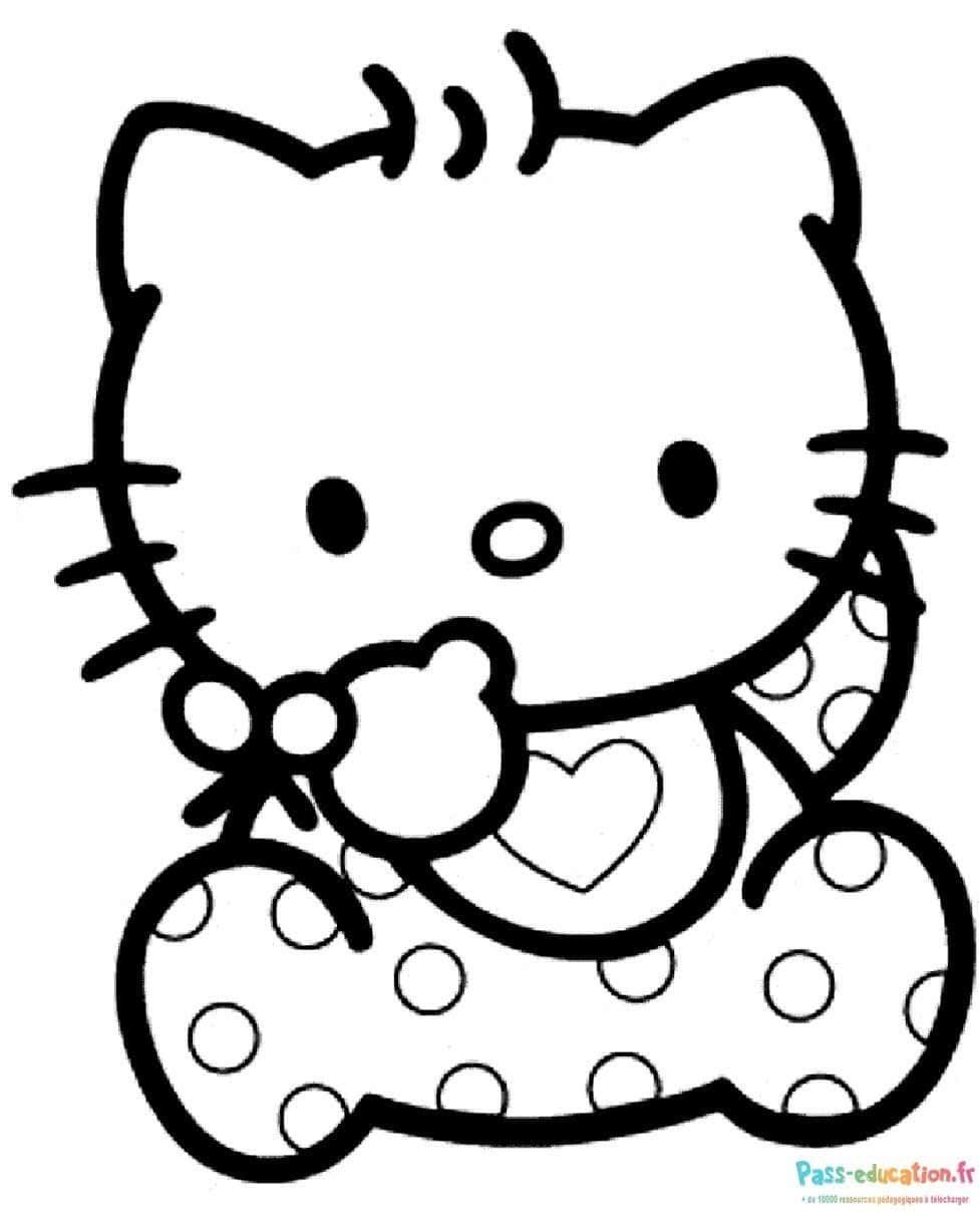 Coloriage Hello Kitty à pois à imprimer et colorier