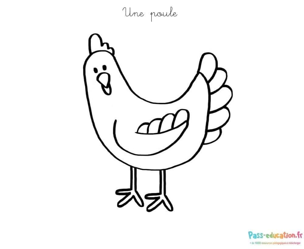 Coloriage Poule à imprimer et colorier