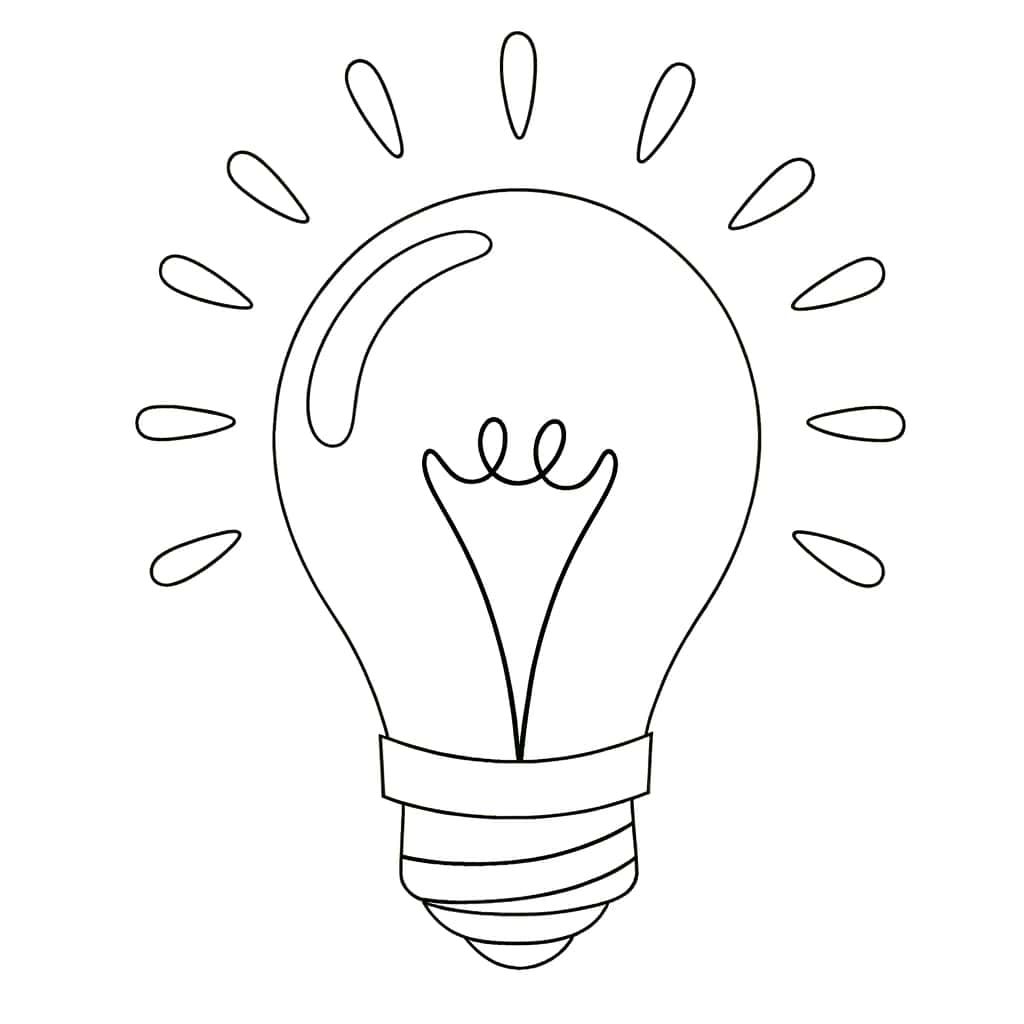 Coloriage Ampoule lumineuse à imprimer et colorier