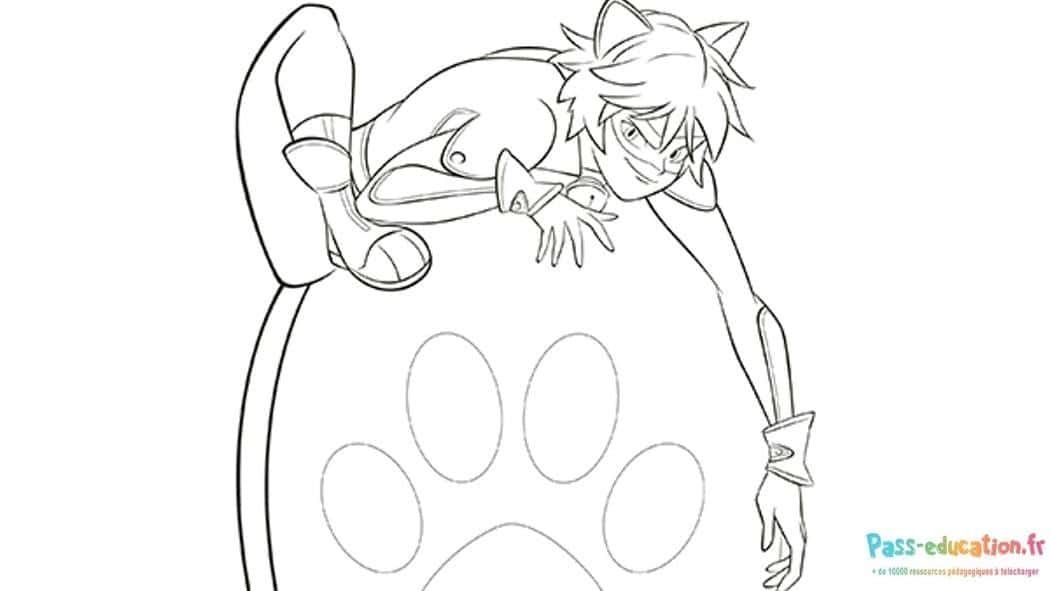 Coloriage Chat Noir acrobatique à imprimer et colorier