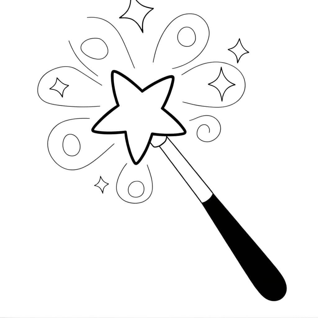 Coloriage Baguette magique étoilée à imprimer et colorier