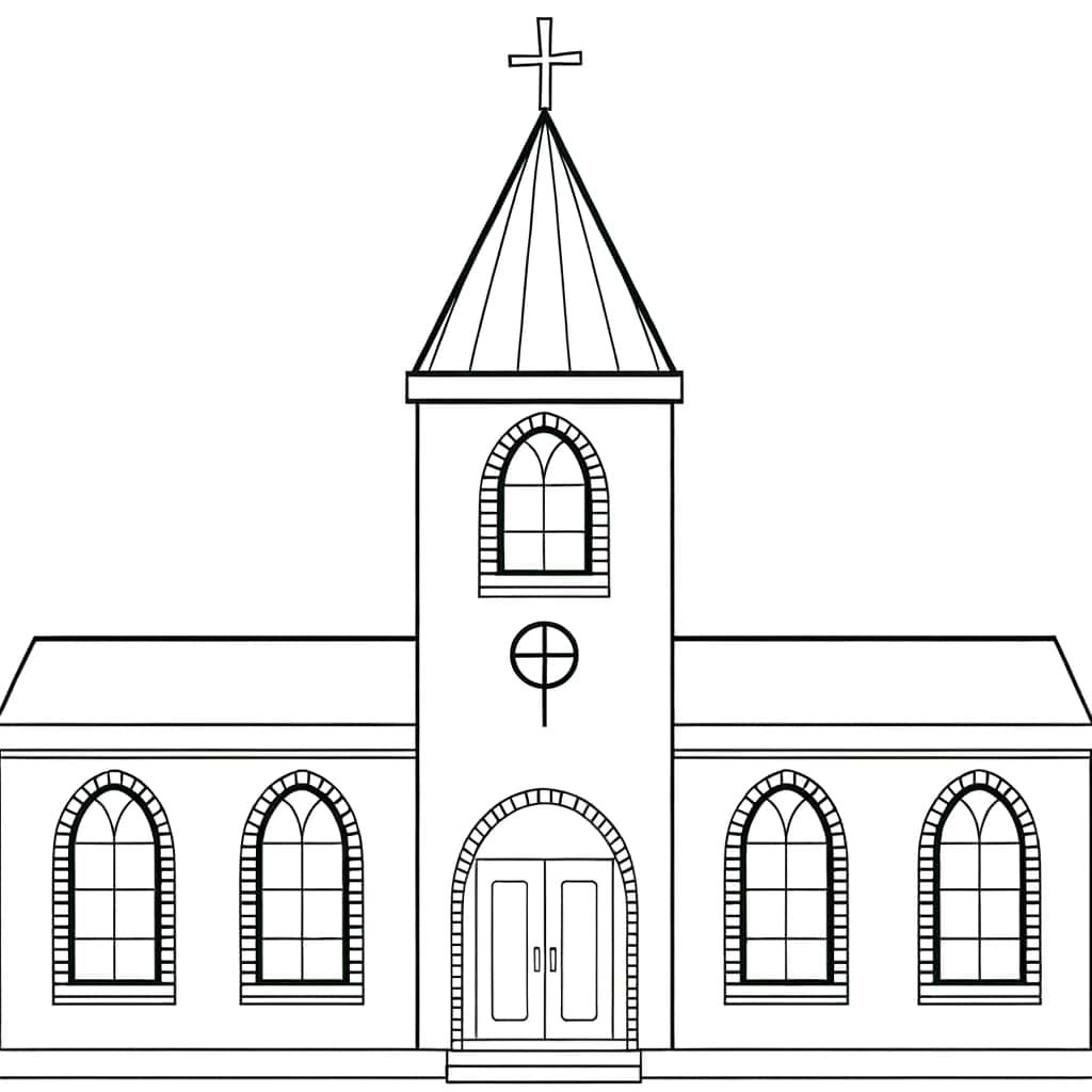 Coloriage Église à imprimer et colorier