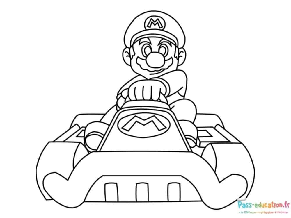 Coloriage Mario en kart à imprimer et colorier