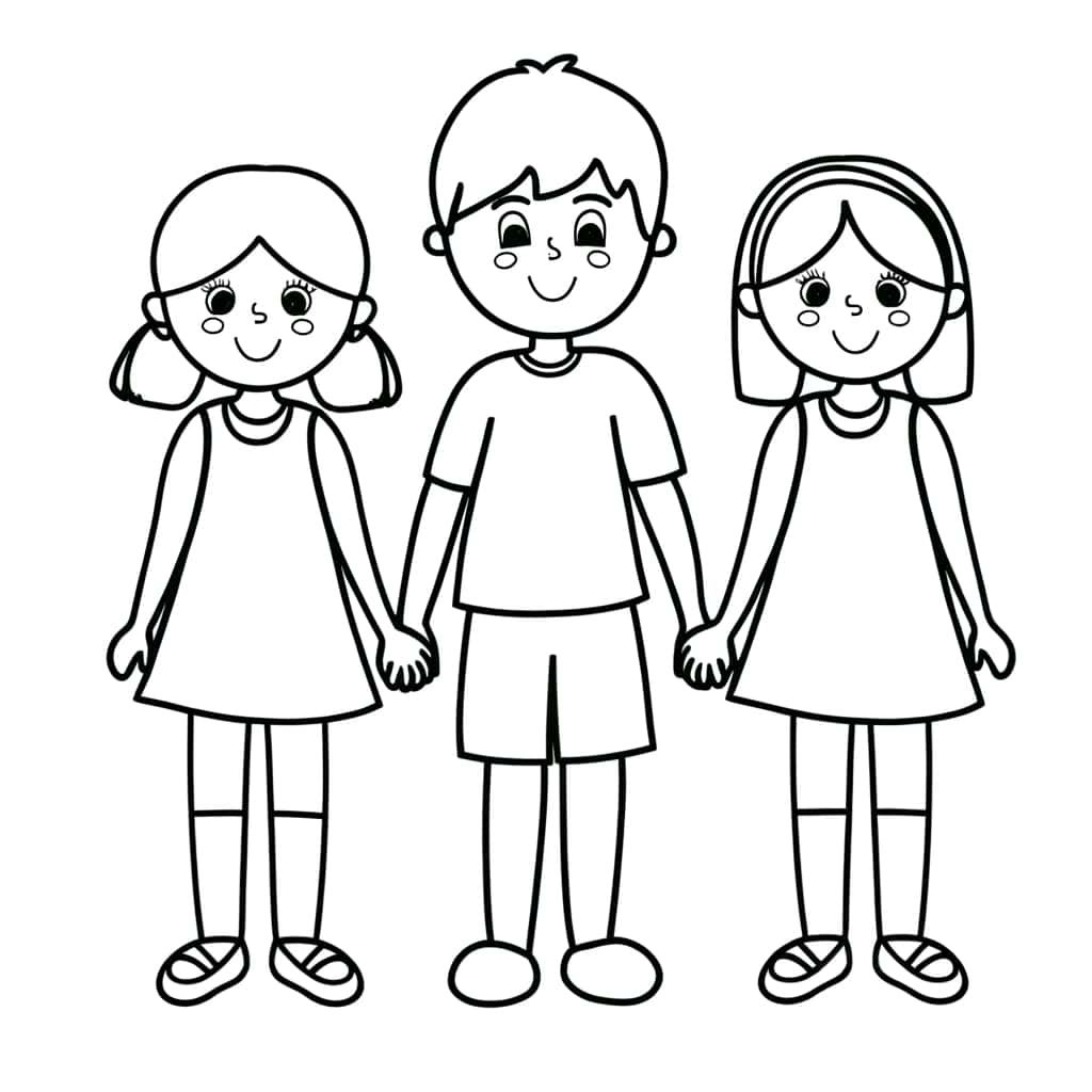 Coloriage Trois amis à imprimer et colorier