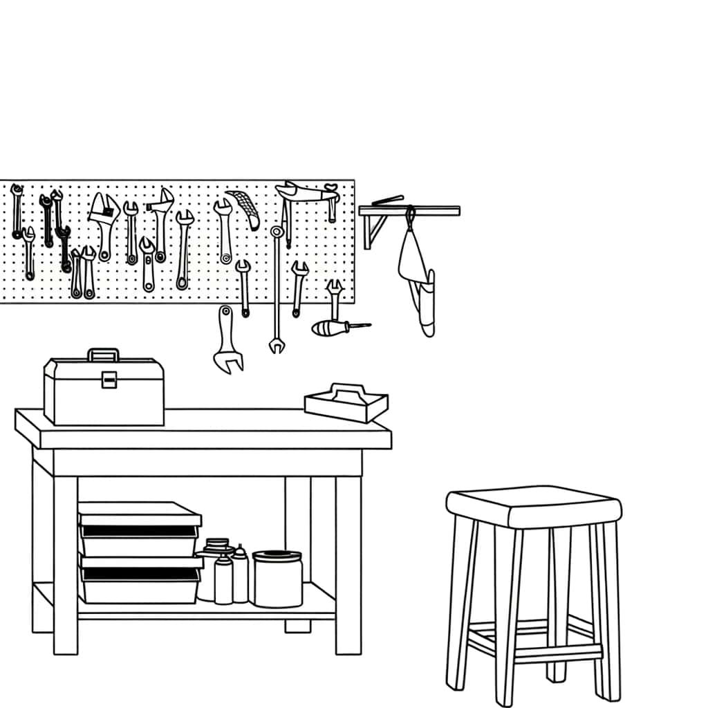 Coloriage Atelier de bricolage à imprimer et colorier