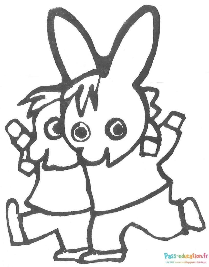Coloriage Lapin joyeux à imprimer et colorier