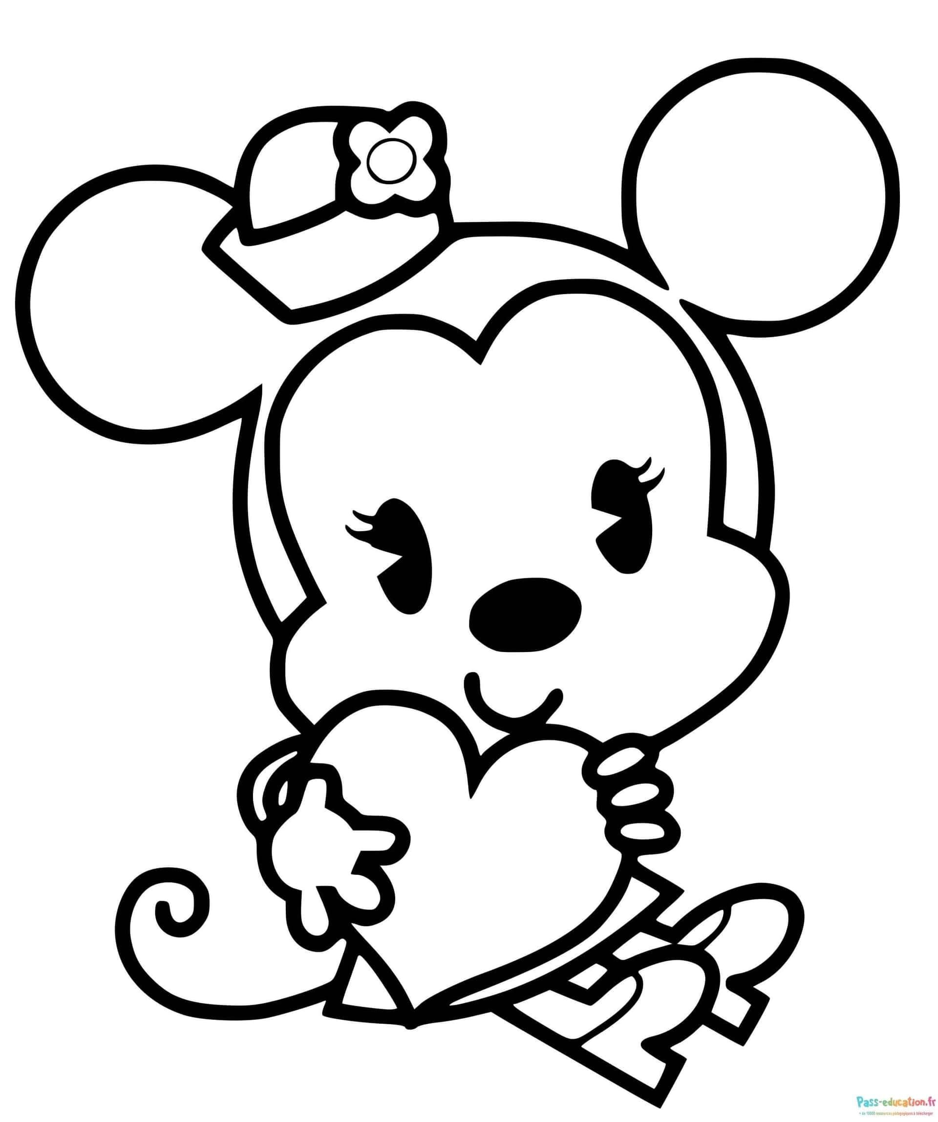Coloriage Minnie amoureuse à imprimer et colorier