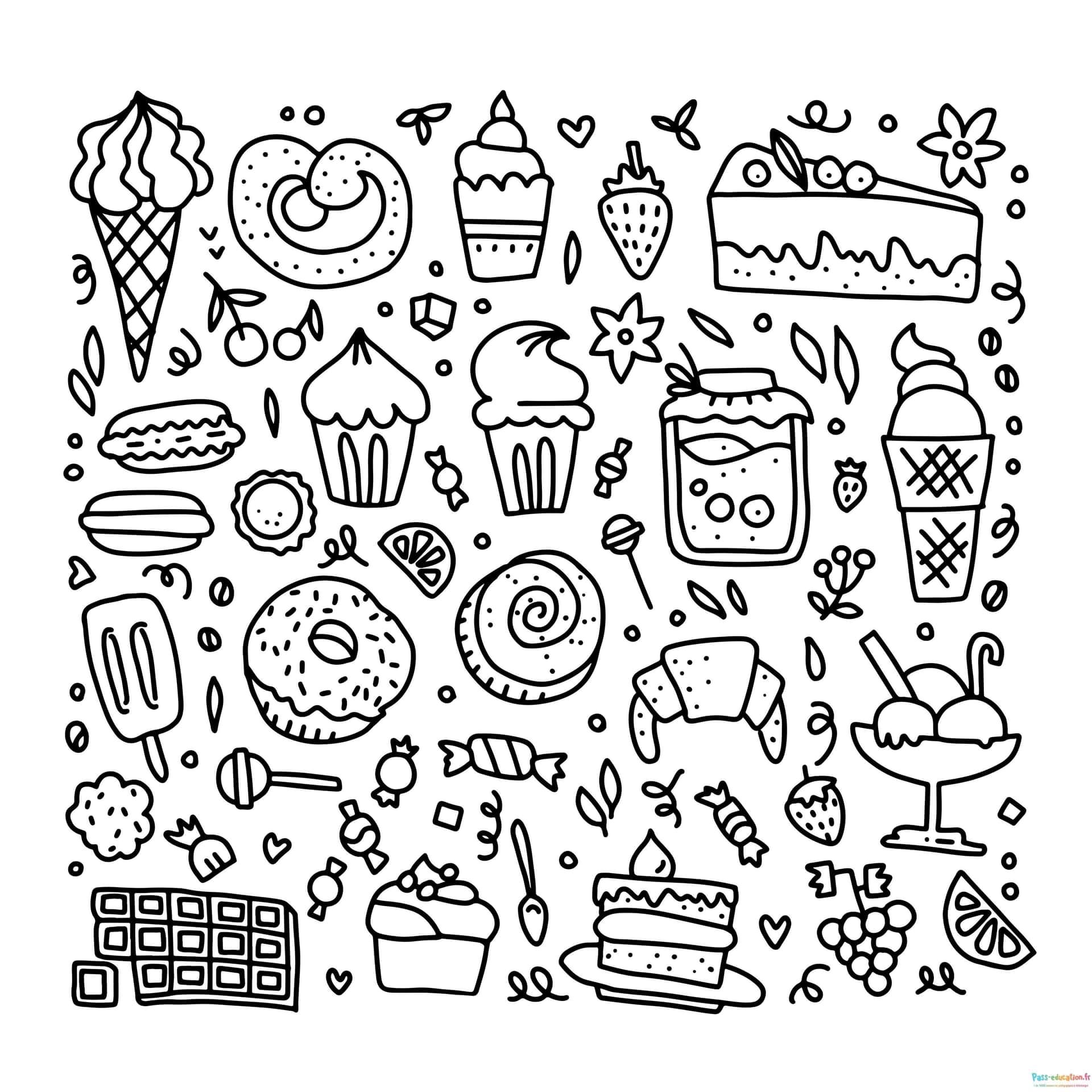 Coloriage Délices sucrés à imprimer et colorier