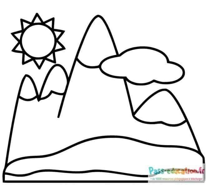 Coloriage Montagnes ensoleillées à imprimer et colorier